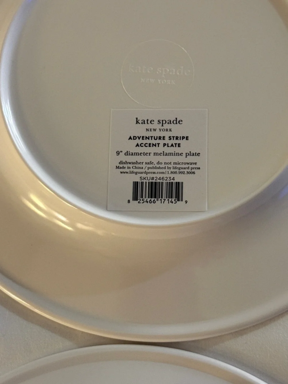 kate spade White Plates with Blue and Navy Concentric Stripes - Set of 2